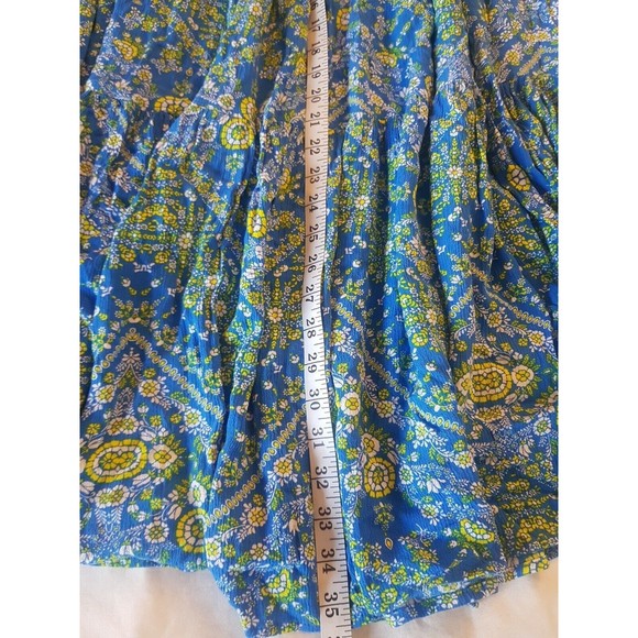 Scoop Womens Skirt Size XS Floral Print Maxi Blue Full Long Gypsy Blue Yellow - Picture 10 of 11